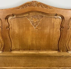 Bett Französisches Louis Xvi Doppelbett Bettgestell aus Eiche geschnitztes Kopfteil Lot 4603