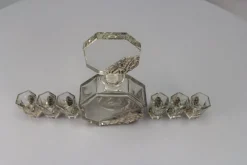 Böhmisches Art Deco Dekanter Set aus klarem & grauem Glas, Schlevogt & Hoffman zugeschrieben, 1930er, 7 . Set