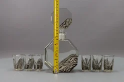 Böhmisches Art Deco Dekanter Set aus klarem & grauem Glas, Schlevogt & Hoffman zugeschrieben, 1930er, 7 . Set