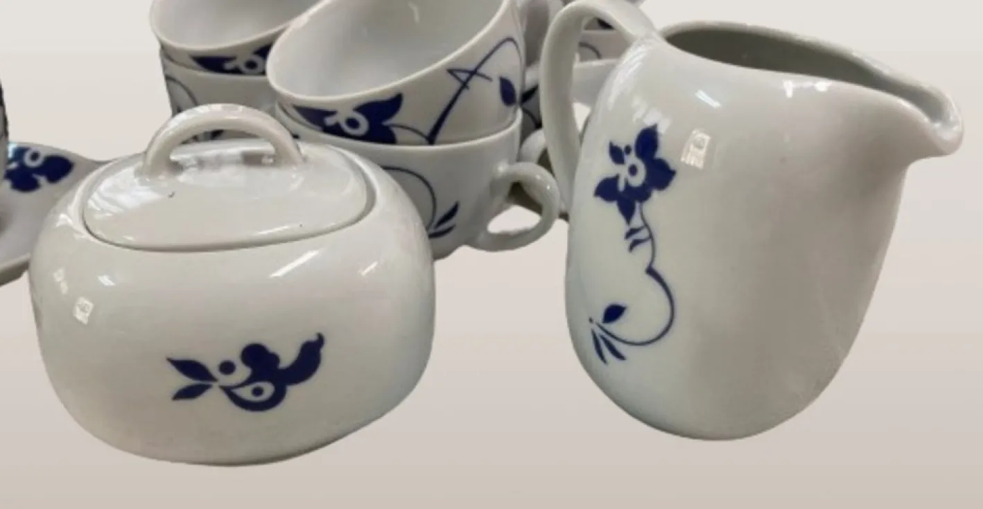 Böhmisches Vintage Teeservice aus glasiertem Porzellan, Tschechoslowakei, 1980er, 26 Set