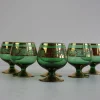 Böhmische Vintage Gläser in Grün & Gold Vergoldet, 1950er, 6 . Set