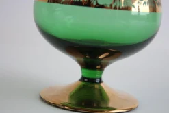 Böhmische Vintage Gläser in Grün & Gold Vergoldet, 1950er, 6 . Set