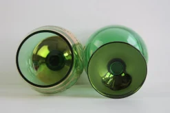 Böhmische Vintage Gläser in Grün & Gold Vergoldet, 1950er, 6 . Set