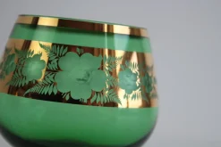 Böhmische Vintage Gläser in Grün & Gold Vergoldet, 1950er, 6 . Set