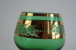 Böhmische Vintage Gläser in Grün & Gold Vergoldet, 1950er, 6 . Set
