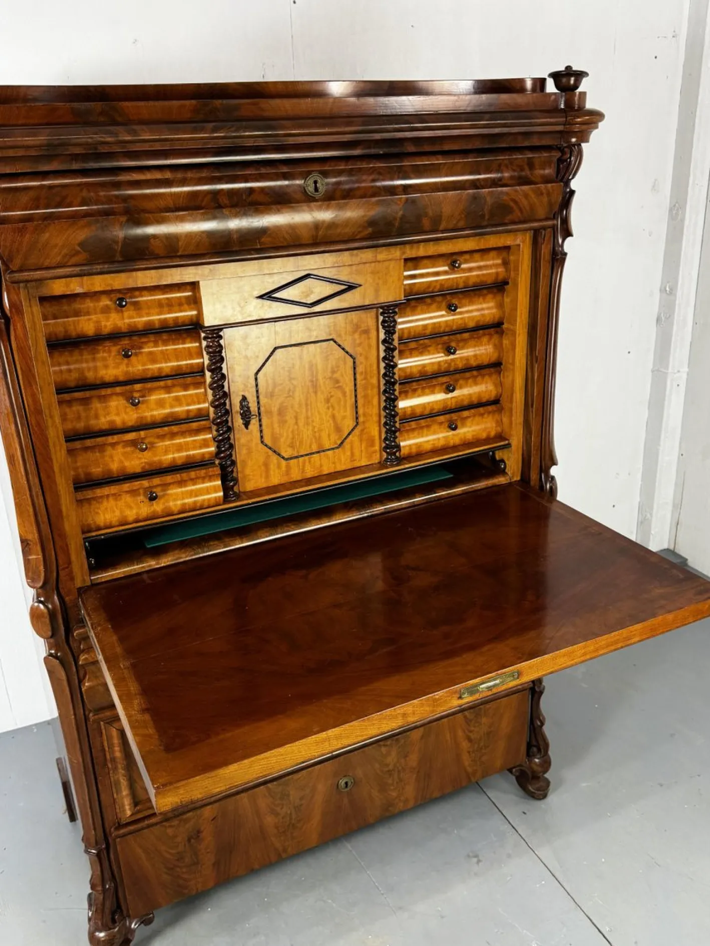 Biedermeier Sekretär aus Eiche & Mahagoni, 1860er
