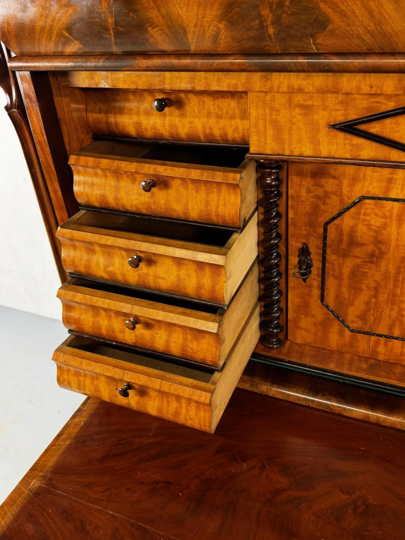 Biedermeier Sekretär aus Eiche & Mahagoni, 1860er