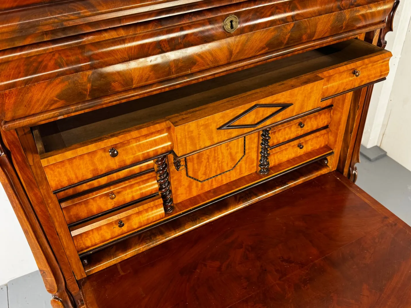 Biedermeier Sekretär aus Eiche & Mahagoni, 1860er