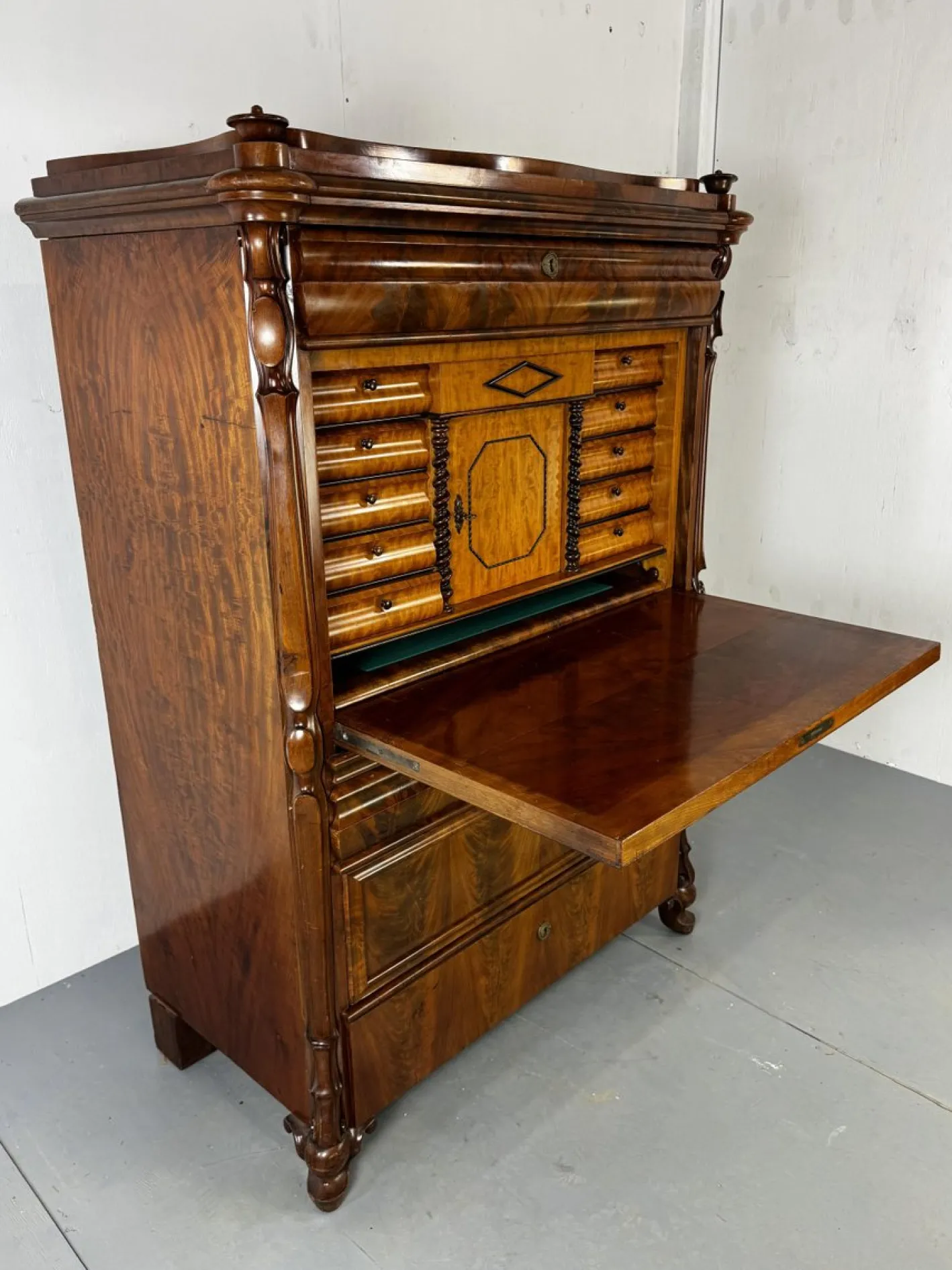 Biedermeier Sekretär aus Eiche & Mahagoni, 1860er