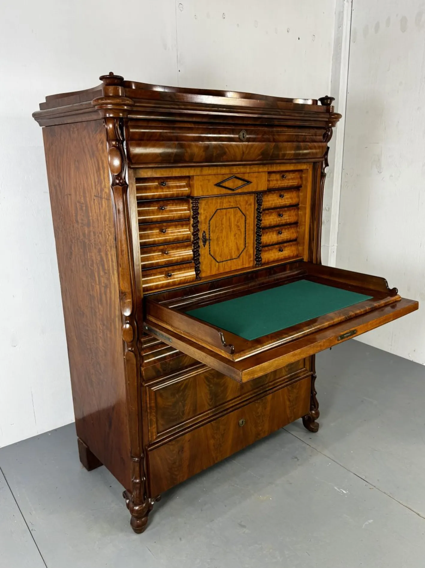 Biedermeier Sekretär aus Eiche & Mahagoni, 1860er