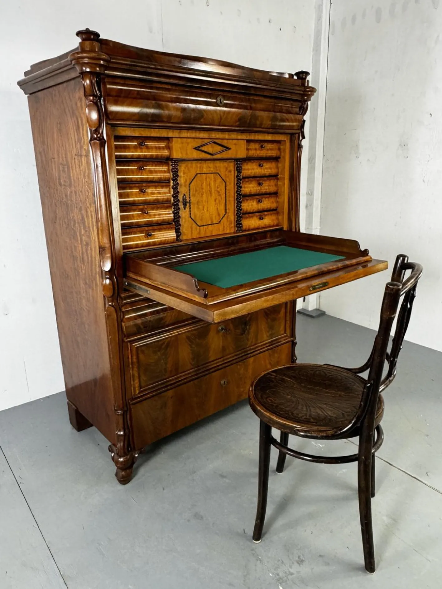 Biedermeier Sekretär aus Eiche & Mahagoni, 1860er