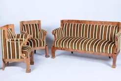 Biedermeier Sitzgarnitur aus Nussholz, 1830er, 3er Set