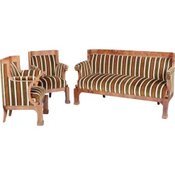 Biedermeier Sitzgarnitur aus Nussholz, 1830er, 3er Set