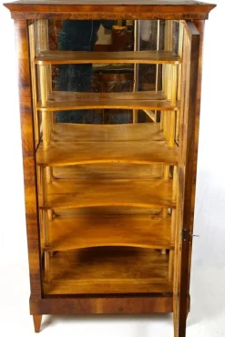 Biedermeier Vitrine aus Nussholz, 19. Jh., Österreich, 1840