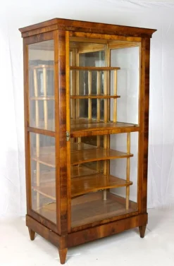 Biedermeier Vitrine aus Nussholz, 19. Jh., Österreich, 1840