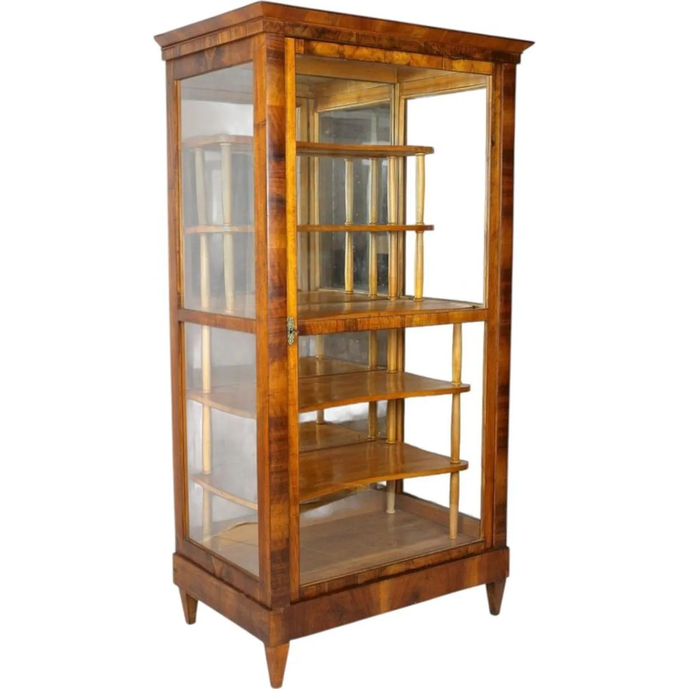 Biedermeier Vitrine aus Nussholz, 19. Jh., Österreich, 1840