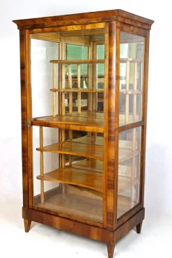 Biedermeier Vitrine aus Nussholz, 19. Jh., Österreich, 1840
