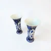 Blaue Delft Vasen in Trompeten-Optik von Boch Royal Sphinx Maastricht, 1960er, 2er Set