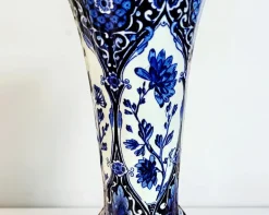Blaue Delft Vasen in Trompeten-Optik von Boch Royal Sphinx Maastricht, 1960er, 2er Set