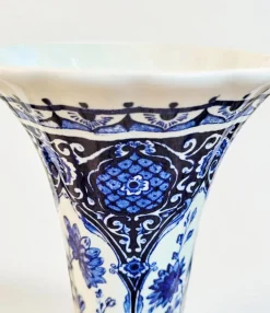 Blaue Delft Vasen in Trompeten-Optik von Boch Royal Sphinx Maastricht, 1960er, 2er Set