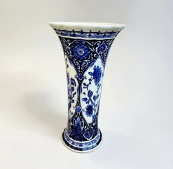 Blaue Delft Vasen in Trompeten-Optik von Boch Royal Sphinx Maastricht, 1960er, 2er Set
