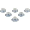 Blaue geriffelte schlichte Kaffeetassen mit Untertassen von Royal Copenhagen, 1970er, 12 Set