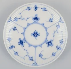 Blaue geriffelte schlichte Kaffeetassen mit Untertassen von Royal Copenhagen, 1970er, 12 Set