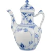Blaue Kannelierte Kaffeekanne aus Porzellan von Royal Copenhagen, 1960er