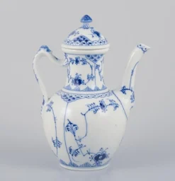 Blaue Kannelierte Kaffeekanne aus Porzellan von Royal Copenhagen, 1960er
