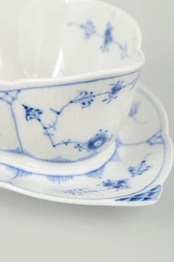 Blaue kannelierte Schlichte Sauciere von Royal Copenhagen, 1967
