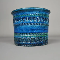 Blauer Rimini Blumentopf oder Vase von Aldo Londi für Bitossi, 1950er