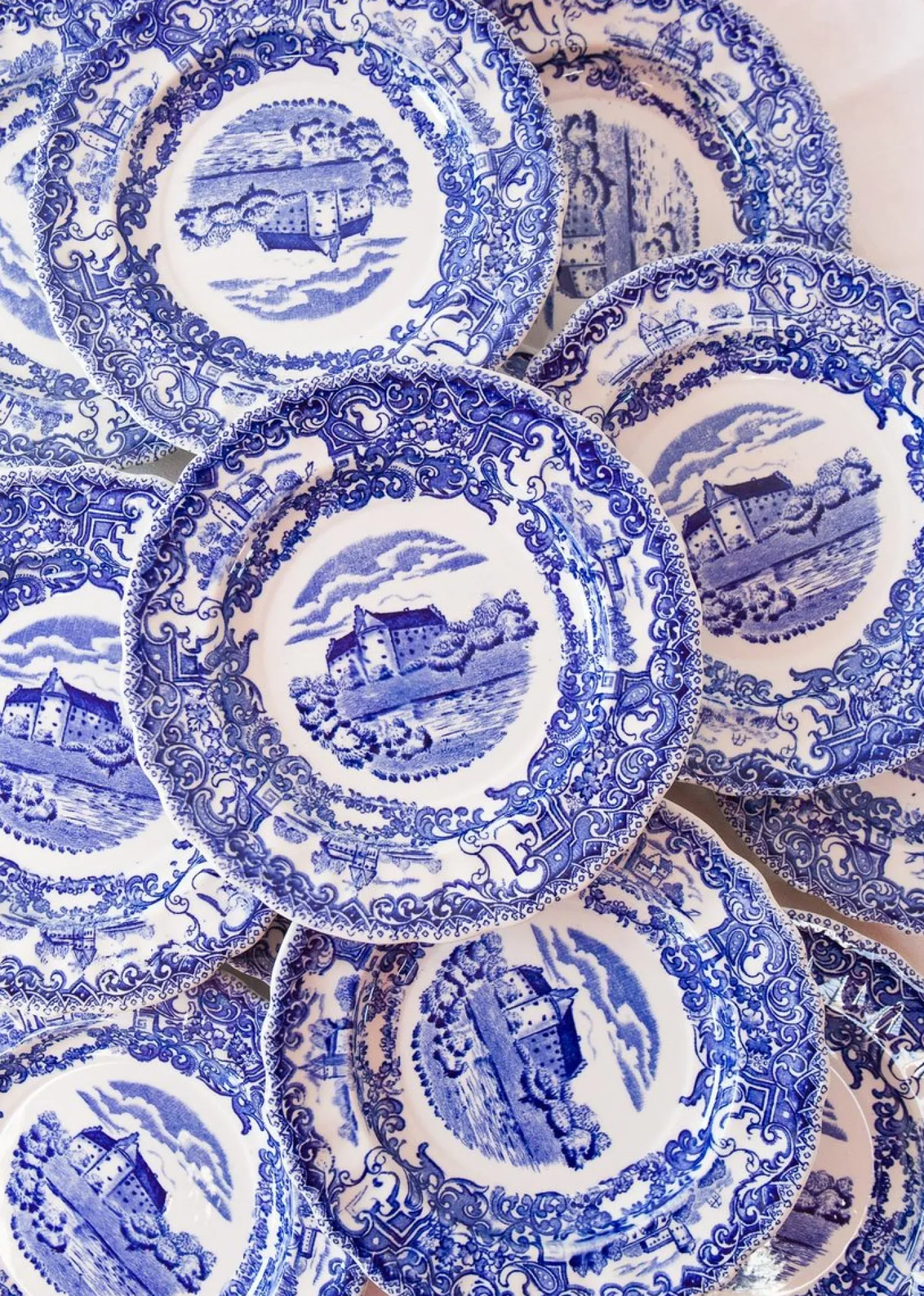 Blaue Schwedische Dessertteller von Rörstrand, 12 . Set