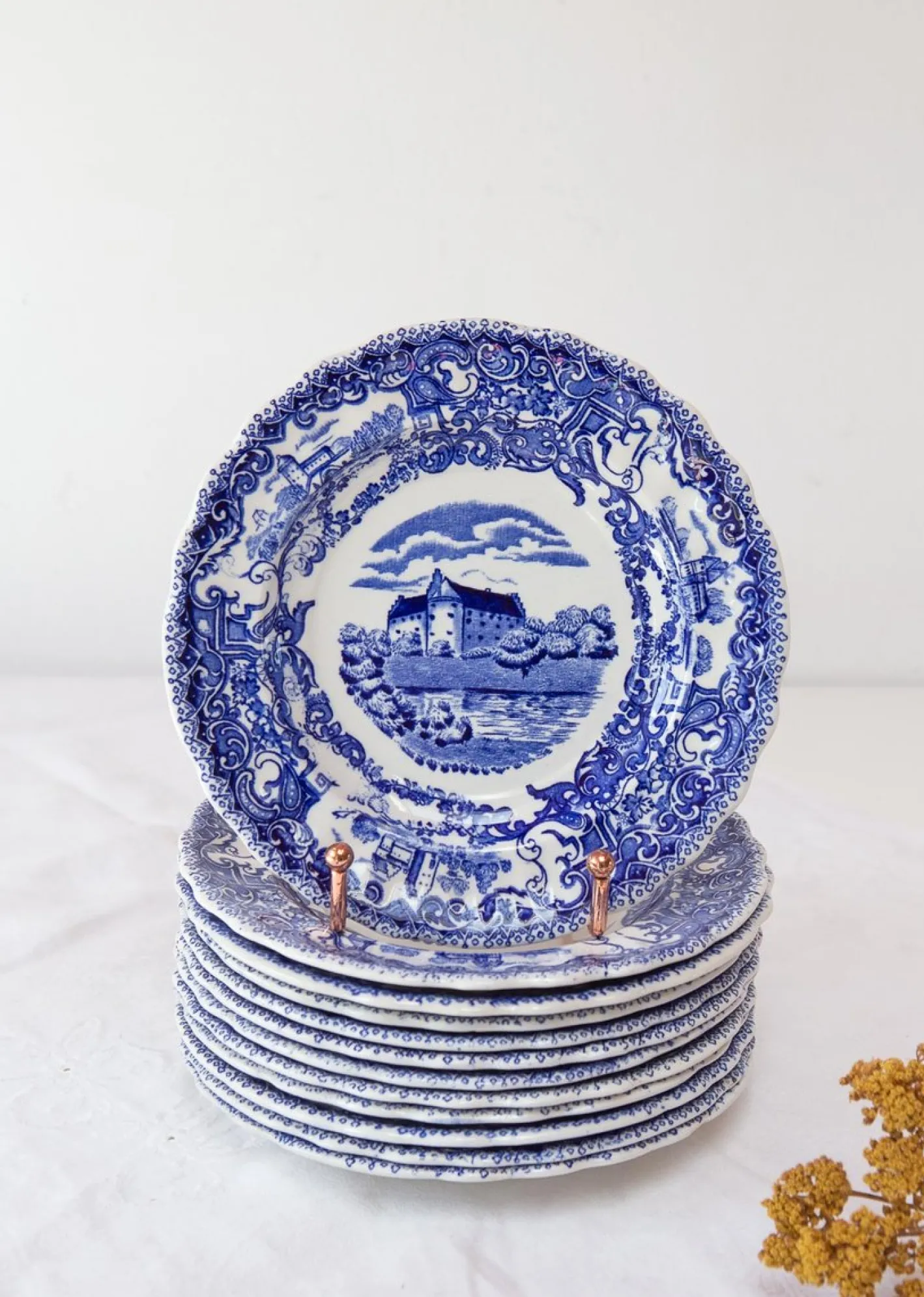 Blaue Schwedische Dessertteller von Rörstrand, 12 . Set