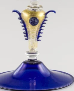 Blaues Glas mit geblasenem Glas von Cortella & Ballarin