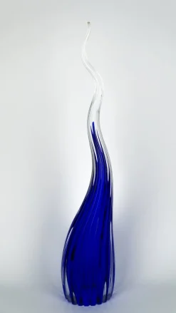 Blaue Skulpturale Hornvase aus Muranoglas von Beltrami für Made Murano Glass, 2019