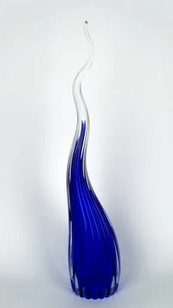 Blaue Skulpturale Hornvase aus Muranoglas von Beltrami für Made Murano Glass, 2019