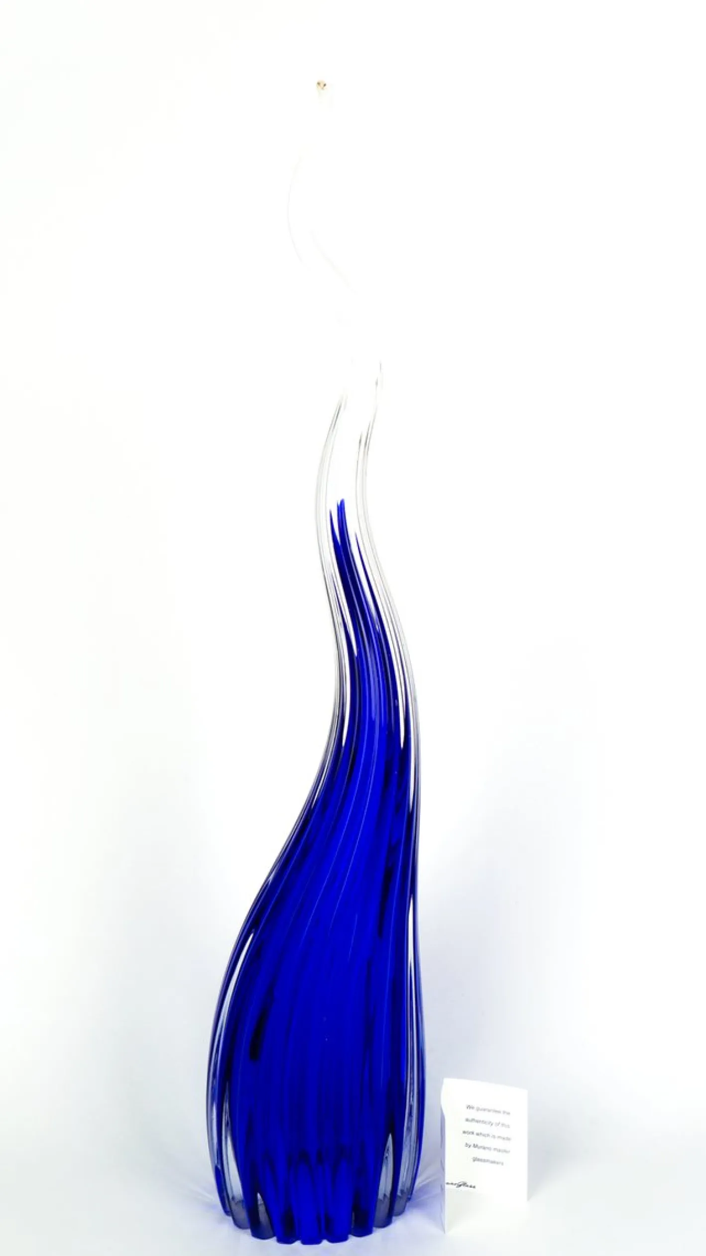 Blaue Skulpturale Hornvase aus Muranoglas von Beltrami für Made Murano Glass, 2019