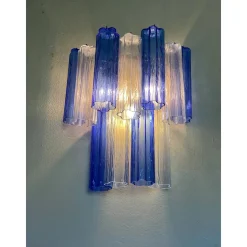 Blaue zweifarbige Tronchi Wandleuchte im Venini-Stil von Simoeng