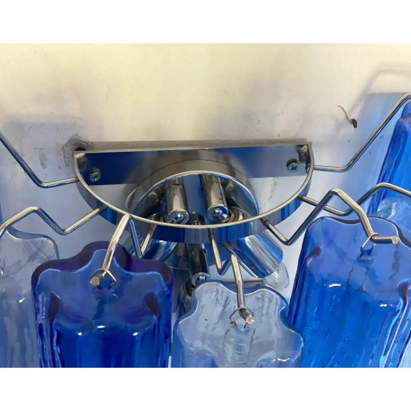 Blaue zweifarbige Tronchi Wandleuchte im Venini-Stil von Simoeng