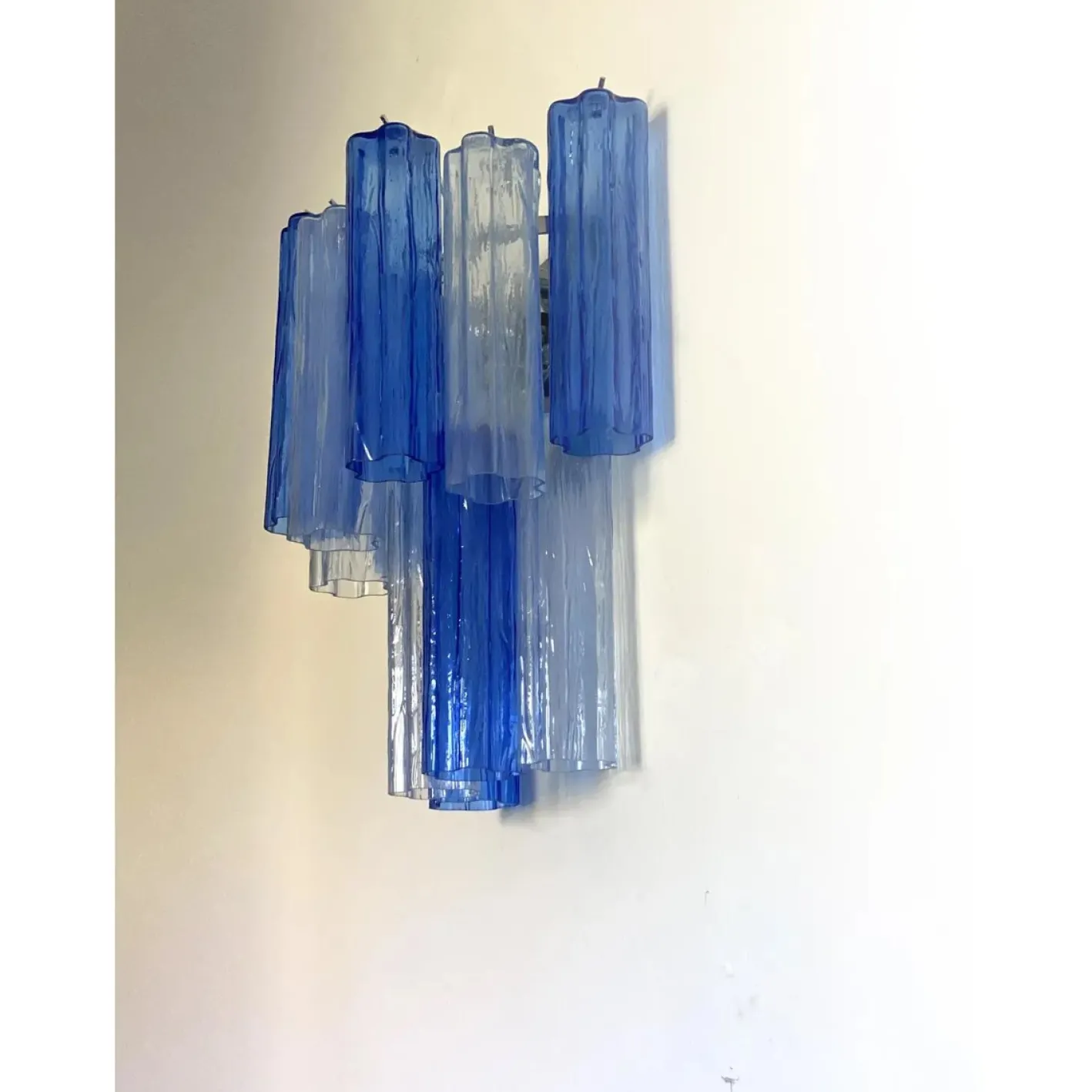 Blaue zweifarbige Tronchi Wandleuchte im Venini-Stil von Simoeng