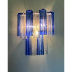 Blaue zweifarbige Tronchi Wandleuchte im Venini-Stil von Simoeng