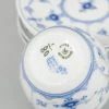 Blau geriffelte schlichte Kaffeetassen und Untertassen von Royal Copenhagen, 8 . Set