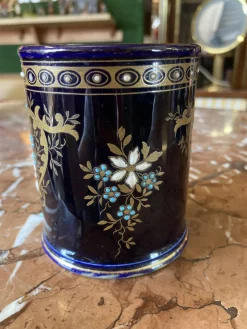 Blau glasiertes Steingut Service, 4 . Set