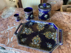 Blau glasiertes Steingut Service, 4 . Set