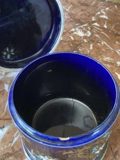 Blau glasiertes Steingut Service, 4 . Set
