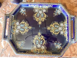 Blau glasiertes Steingut Service, 4 . Set