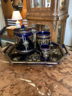 Blau glasiertes Steingut Service, 4 . Set