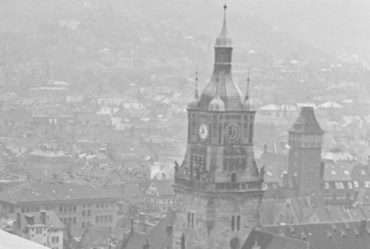 Blick auf das Rathaus von Stuttgart, Deutschland, 1935