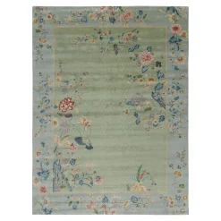 Blumenteppich in Grün und Blau von Rug&Kilim