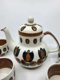 Boch La Louvière Teeservice Kimono Serie aus Steingut, Belgien, 1970er, 9 . Set